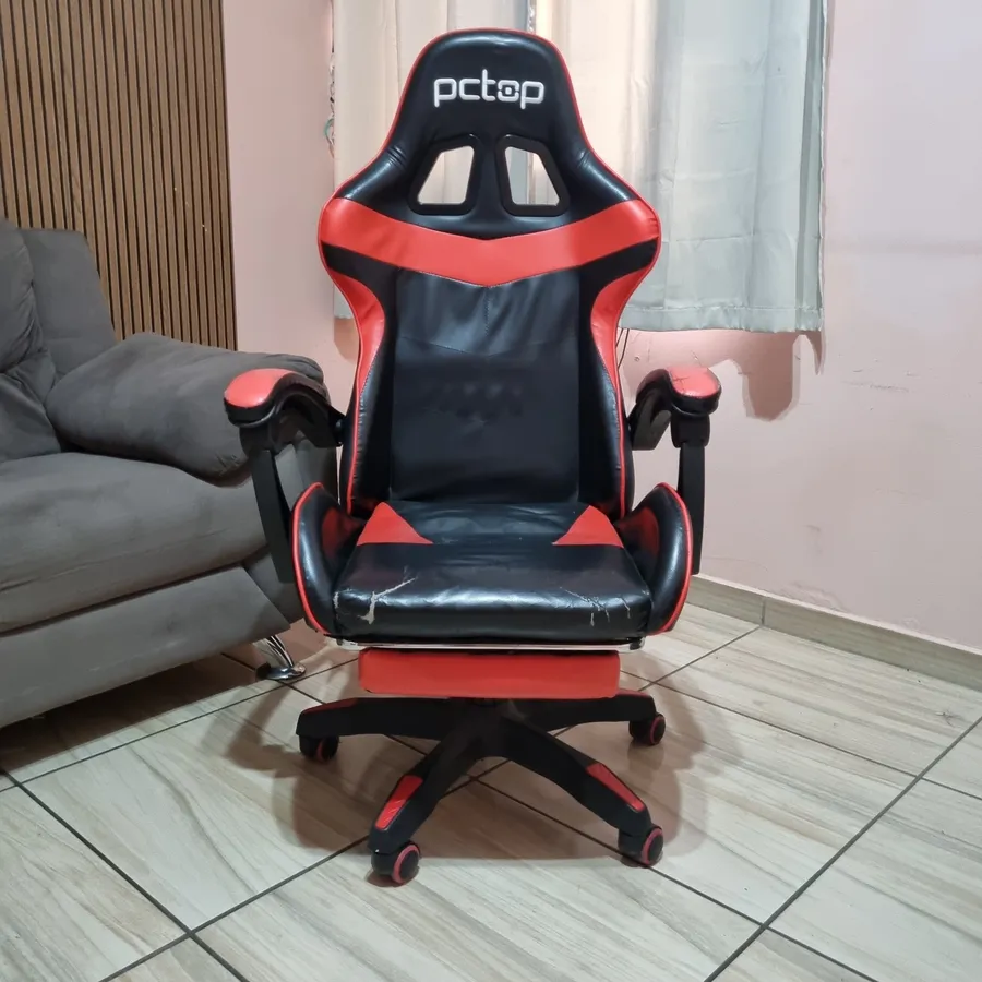 Cadeira Gamer PCTOP Preta e Vermelha - foto 1